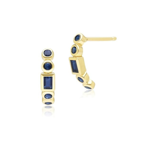 Gemondo Classic Sapphire Half Eternity Hoop Earrings in 9ct Yellow Gold