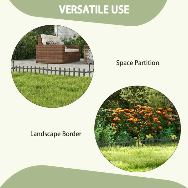 Grey wooden garden edging set with vertical pickets for landscape borders