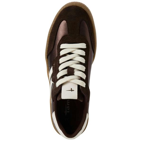 Tamaris Womens Brown White Suede Leather Fashion Lace Up Sneakers