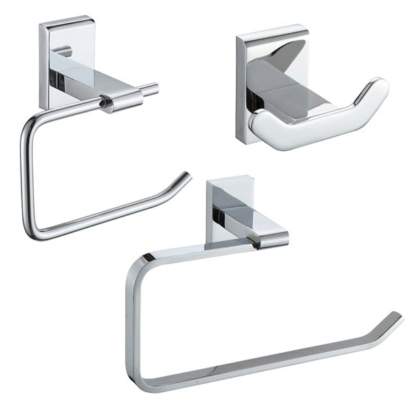 Showerdrape Unity Chrome Stainless Steel Wall Mounted 3 Piece Bathroom Accessory Set