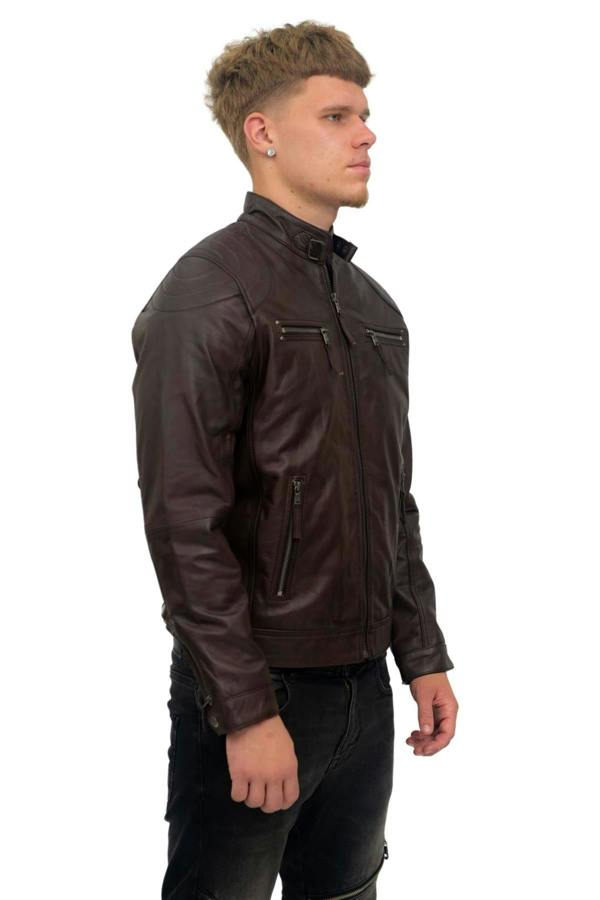 Infinity Leather Mens Moto Leather Biker Jacket-Taiwan