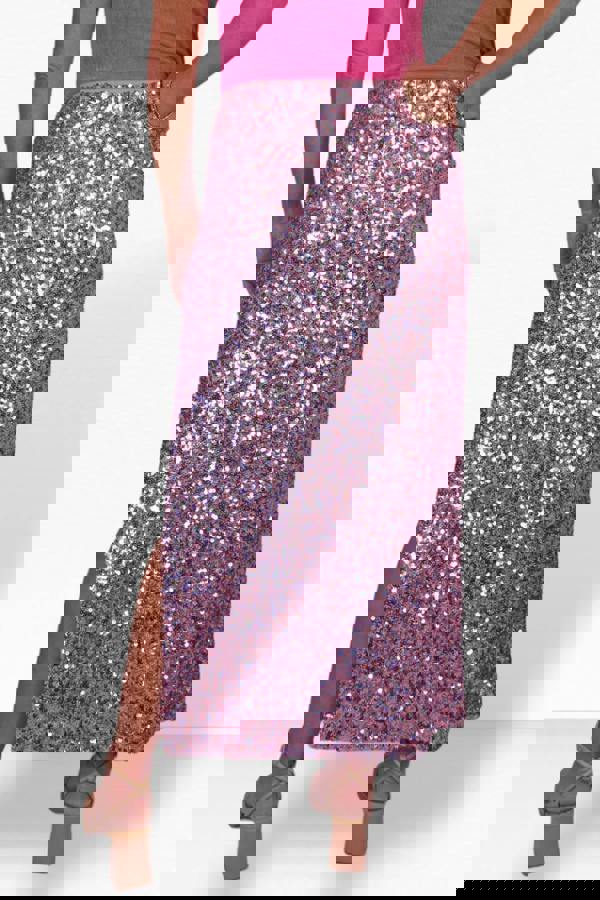 Paulo Due Women's Sequin Maxi Skirt with Side Slit