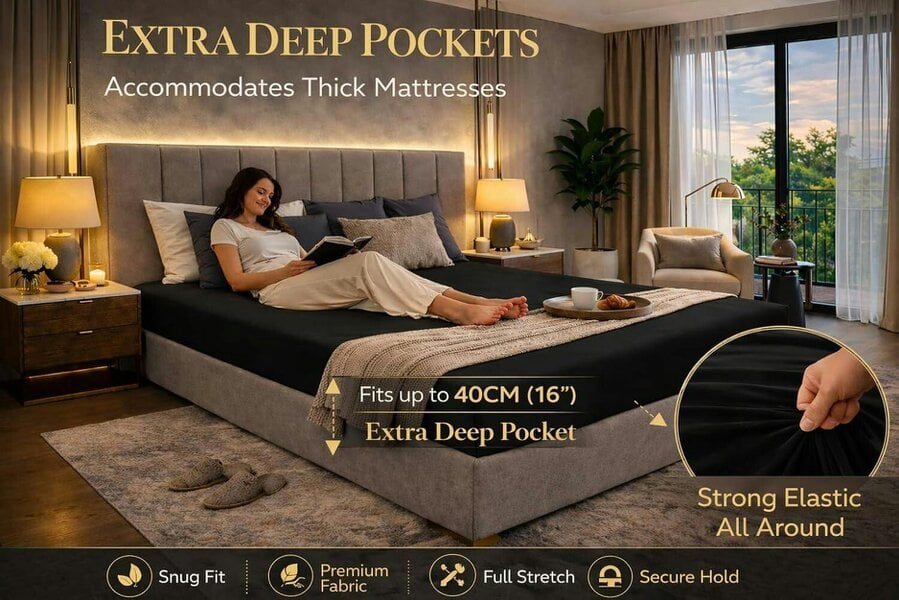 Night Zone Extra Deep Fitted Sheet 40cm – Polycotton Easy Care Bed Sheet