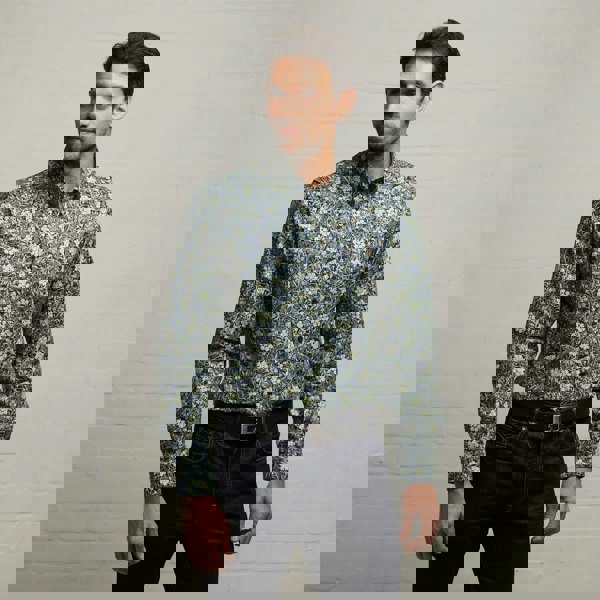 Gabicci G53W10 Mens Long Sleeve Printed Woven Shirt Gabicci Classic - NAVY