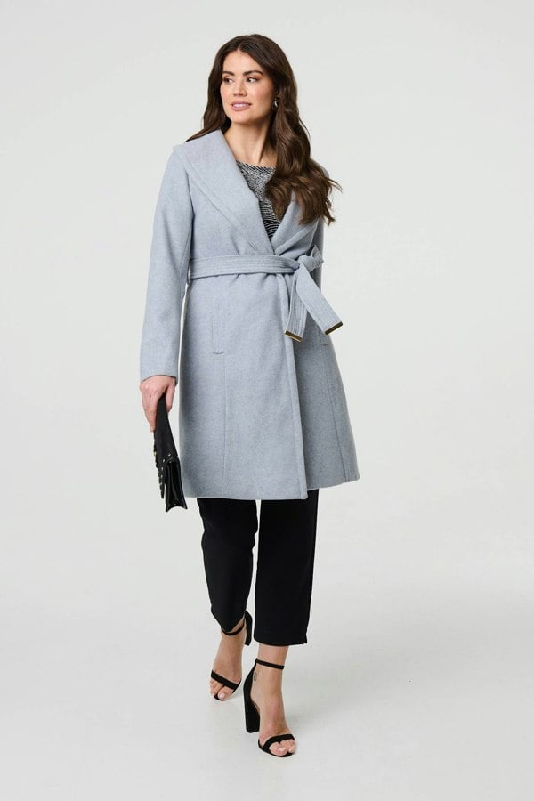 Light Blue | Wrap Front Tie Waist Coat