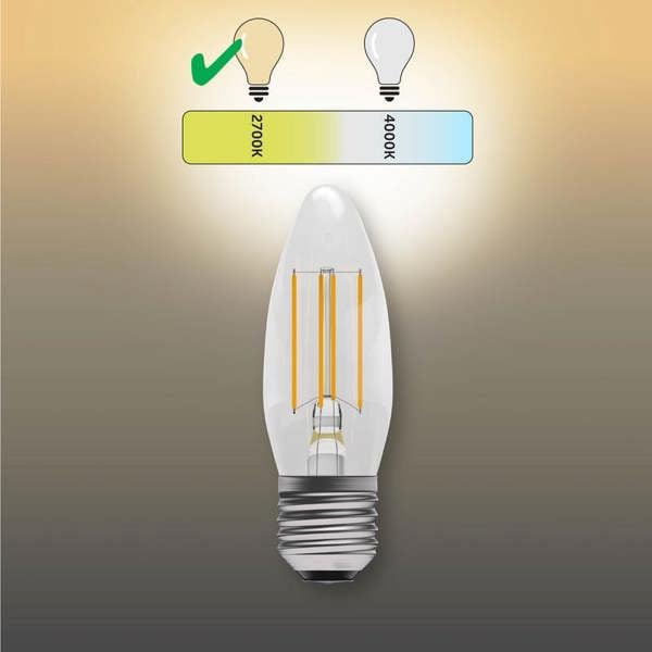 BELL Lighting E27 Screw Dimmable LED Filament Candle 4.5W Light Bulbs