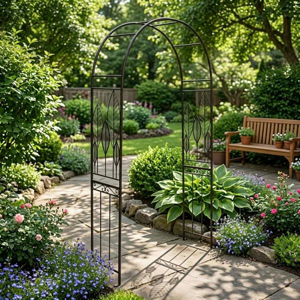 Garden Greatness Helix Rustic Leaf Outdoor Garden Arch