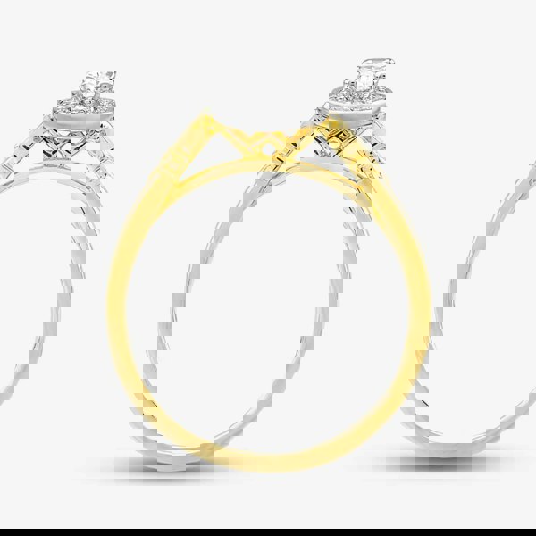 T. H. Baker 9ct Two Colour Gold Diamond Oval Shoulder Set Halo Ring 30981/33