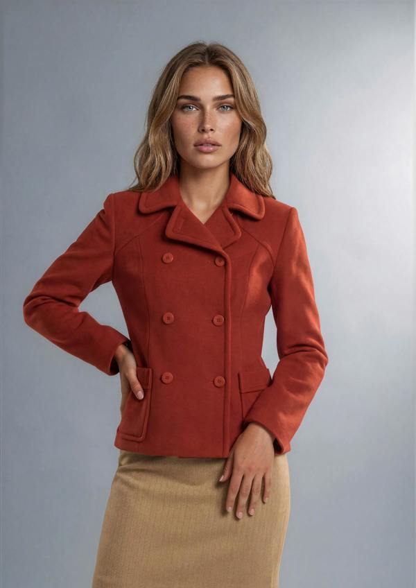 Myles Anthony Tomato Reefer Style Wool & Cashmere Jacket