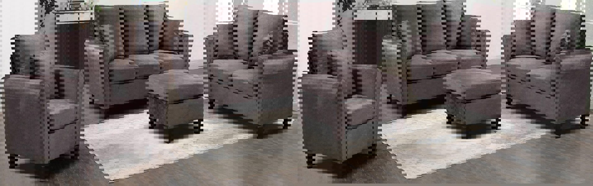 Comfy Living Tivoli Sofa Set: Brushed Velvet for a Luxurious Living Room Experience