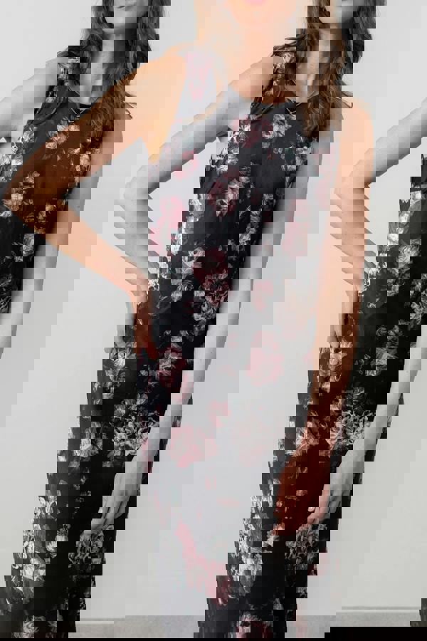 Lily & Me Florence Sleeveless Satin Midi Dress Black