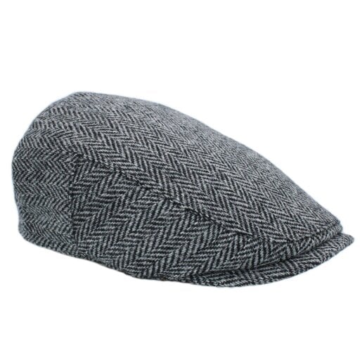 Heather Hats & Accessories Genuine Harris Tweed Wool Flat Cap, Satin Lining, Outdoor Wear, Birch Grey