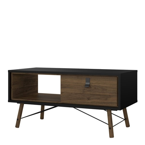 Furniture To Go Ry Coffee Table with 1 Drawer in Matt Black Walnut