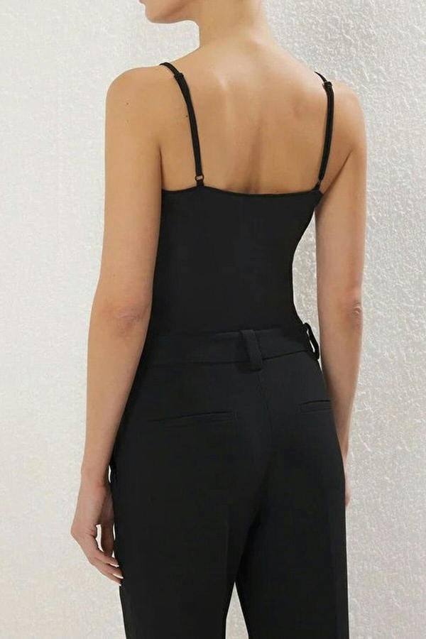 WOVCOR Stone Print Belt Detail Strappy Knitted Bodysuit