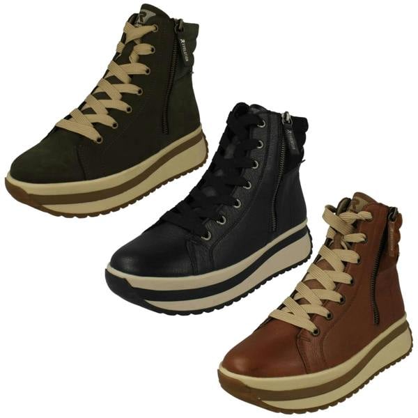 Rieker Ladies Rieker Chunky Platform Fleece Lined Ankle Boots W0962