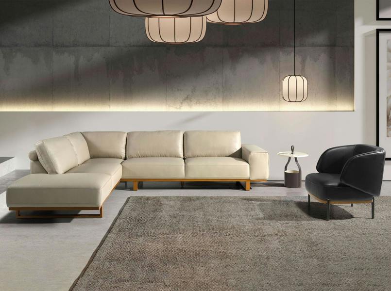 Angel Cerdá Corner sofa in sand leather 6203/6204