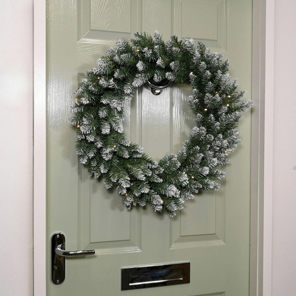 Samuel Alexander 60cm Snow Tipped Christmas Wreath with 50 Warm White LEDs and 160 Bullet Tips