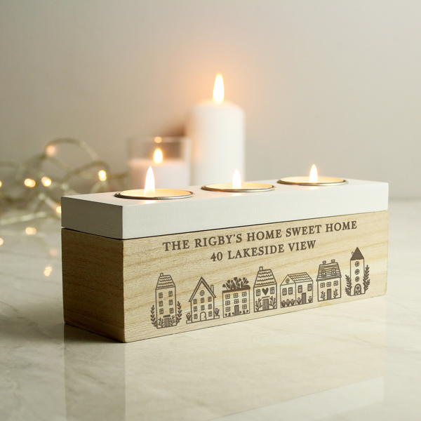 Personalised Memento Company Personalised HOME Triple Tea Light Box