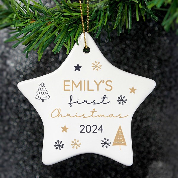 Personalised Memento Company Personalised First Christmas Star Christmas Tree Decoration