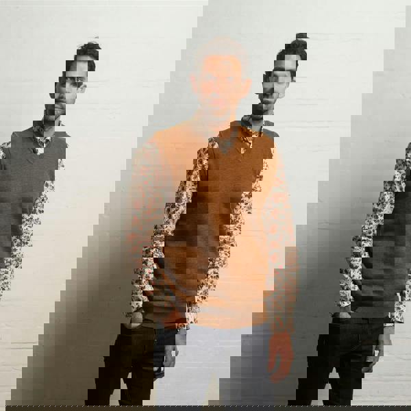 Gabicci G55K03 Plain Vee Neck Slipover Gabicci Classic NUTMEG