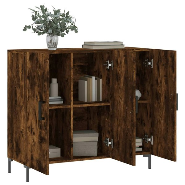 Berkfield Sideboard Smoked Oak 90x34x80 cm Engineered Wood