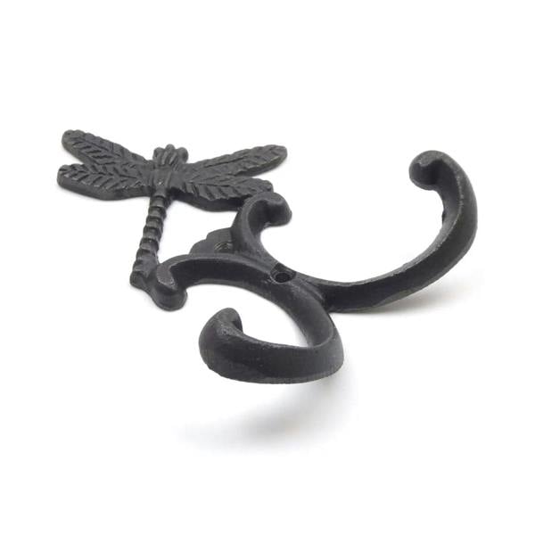 Antique Cast Iron Dragonfly Double Robe Hook - 130mm High