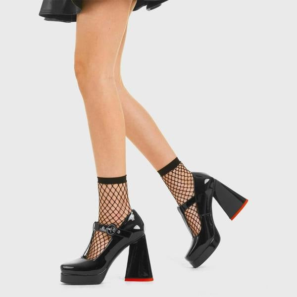 Lamoda Honeymoon Period Black Platform Heels - Elegant Chic Patent Heels