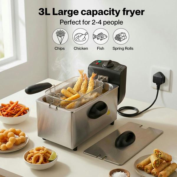 Spector Deep Fat Fryer 3L Electrical Stainless Steel Removable Frying Basket