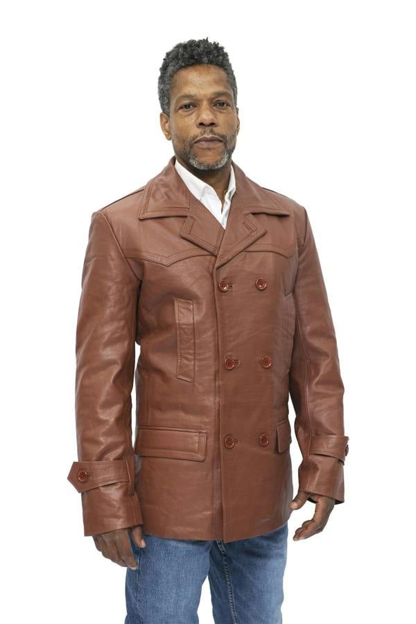 Infinity Leather Mens Cowhide Leather Peacoat-Krakaw