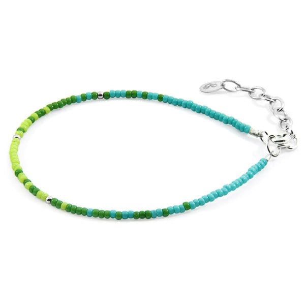 Anchor & Crew Green - Turquoise Paulina Silver and Miyoko Glass Bracelet