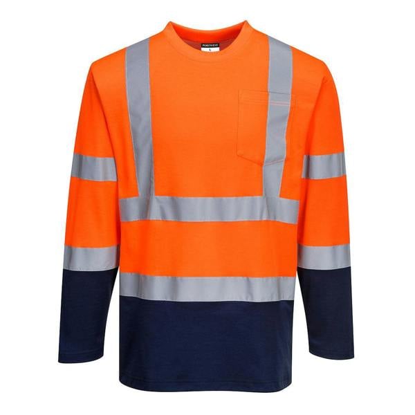 Hi-Vis Cotton Comfort Contrast T-Shirt L/S Portwest