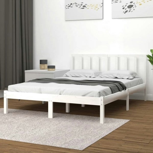 Berkfield Bed Frame White Solid Wood Pine 120x200 cm