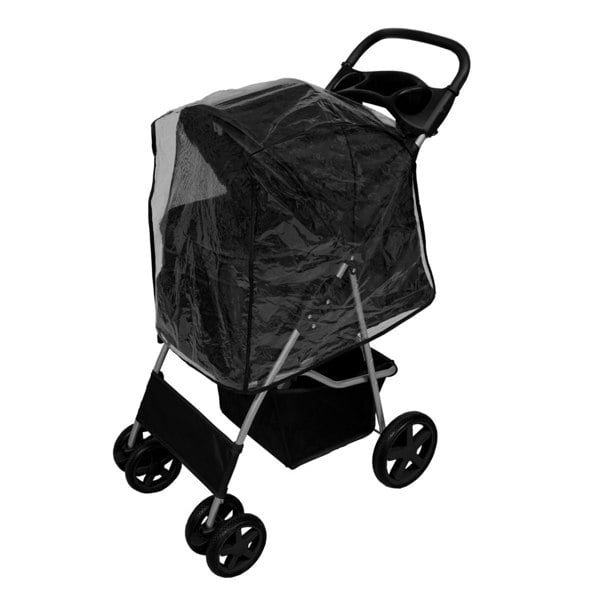 Monstershop Pet Stroller with Rain Cover – Black