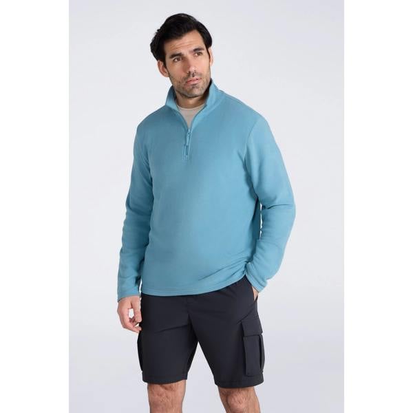 Mountain Warehouse Mens Camber II Camo Half Zip Fleece Top - Bright Blue - 