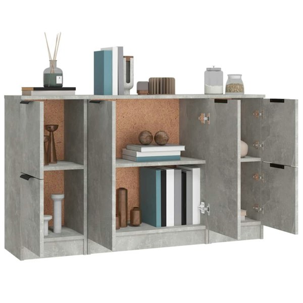 Berkfield Sideboards 3 pcs Concrete Grey Engineered Wood