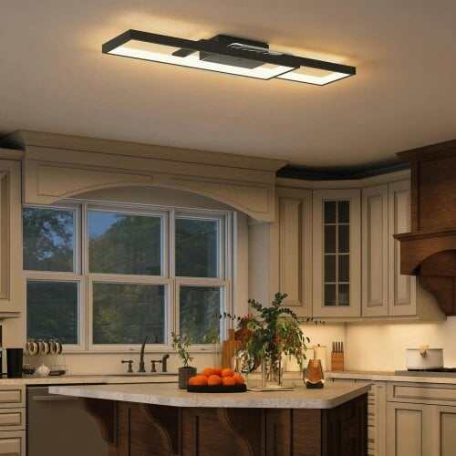 Bobobiy LED Ceiling Light, Flush Mount Ceiling Lamp with 3000-6000K Colour Temperatures, Black