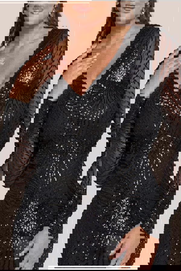 Starburst Sequin Maxi Dress - Black DR1824PLUS