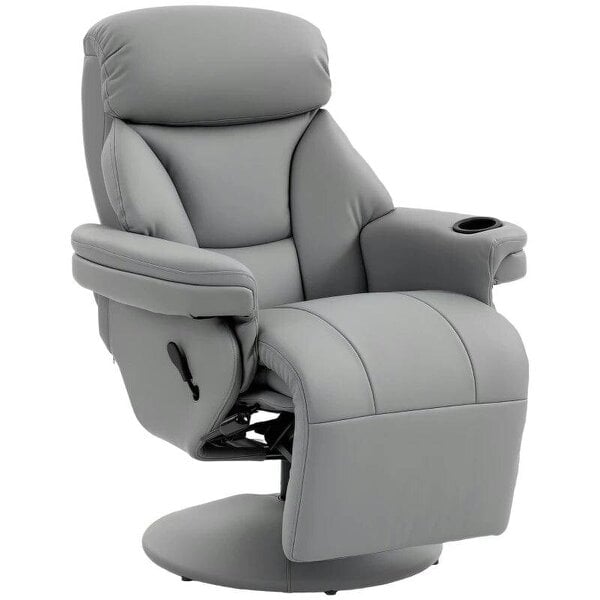 Upholstered Reclining Armchair, Manual Recliner Chair with Footrest and Adjustable Backrest, Grey