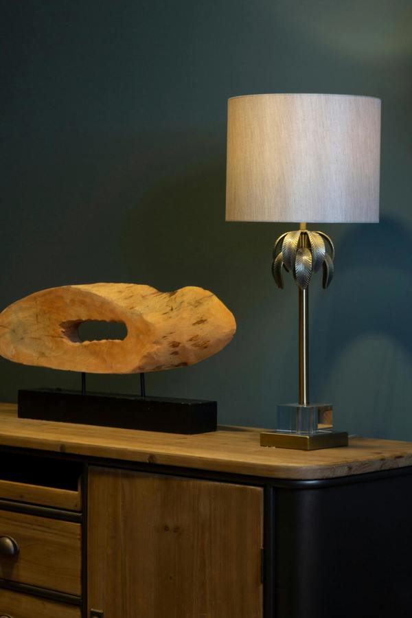Interiors by Premier Herta Antique Brass Palm Tree Design Table Lamp