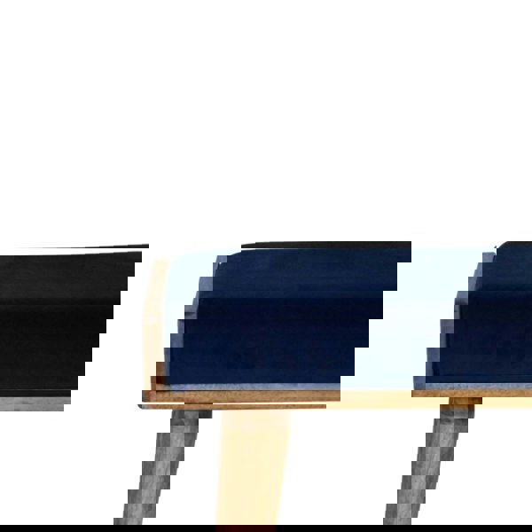 Artisan Furniture Solid Wood Royal Blue Velvet Tray Footstool