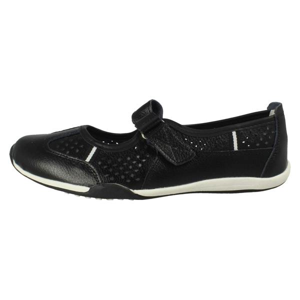 Down to Earth Ladies Down To Earth Casual Flat Leather Hook & Loop Strap Shoes F80066