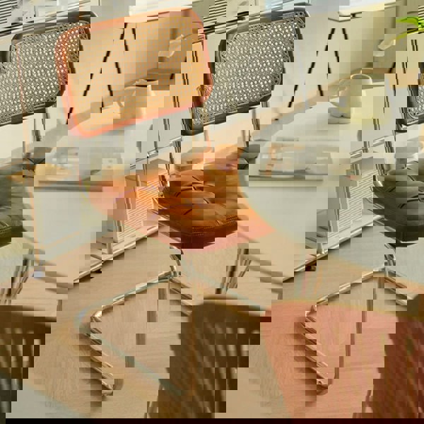 Chloe Rattan Dining Chair, Steel & Wood & Leather-Rit Concept-Rit Concept