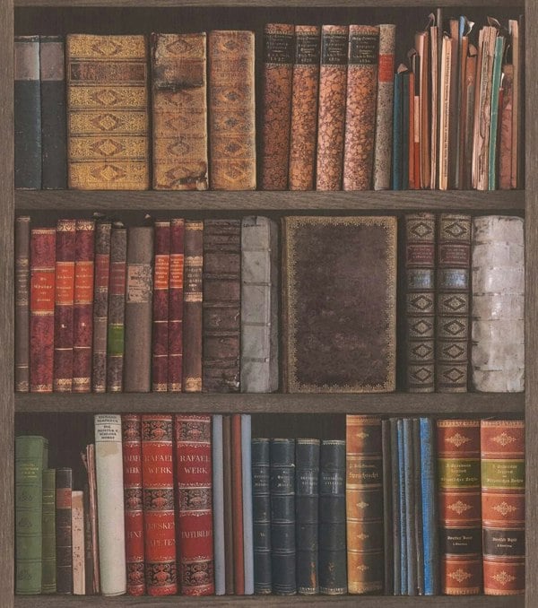 Rasch Wallpaper Library Books Dark Multi Wall Paper 934809