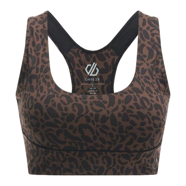 Dare 2B Womens/Ladies Influential Leopard Print Sports Bra - Hot Fudge - 