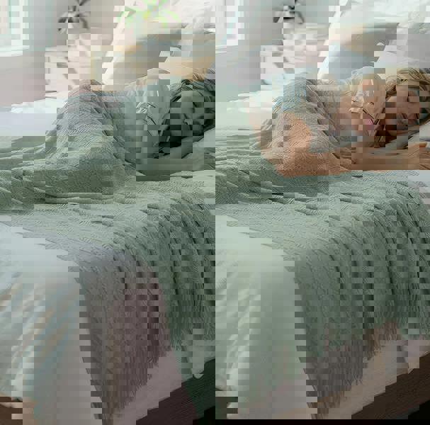 Anyhouz Anycozy Gray Faux Cashmere Throw Blanket Diamond Knit 150x230cm