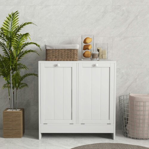Wyld Haus Nema White Double HamFauxr Laundry Storage Cabinet