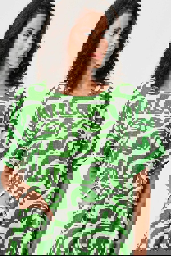 Green | Abstract 1/2 Sleeve Knee Length Dress
