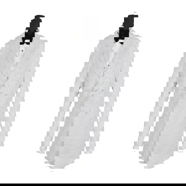 David WeJ Kensington Double Breasted Shawl Lapel Jacquard - Ivory