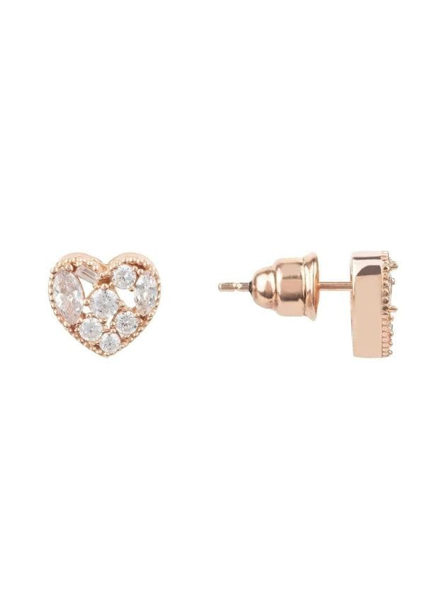 Heart Sparkling Stud Earrings Rosegold - LATELITA Earrings