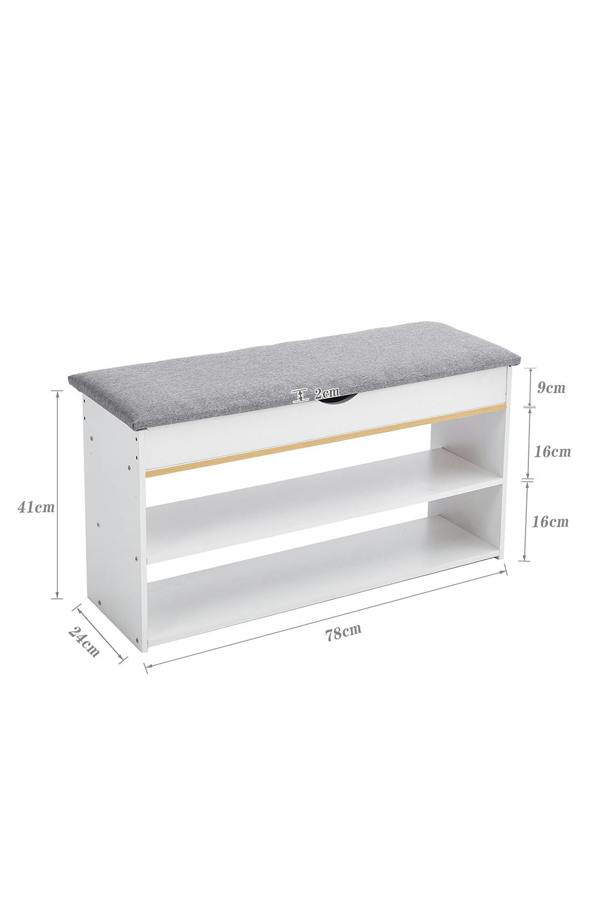 Living and Home 3-Tier Shoe Storage Bench with Padded Seat